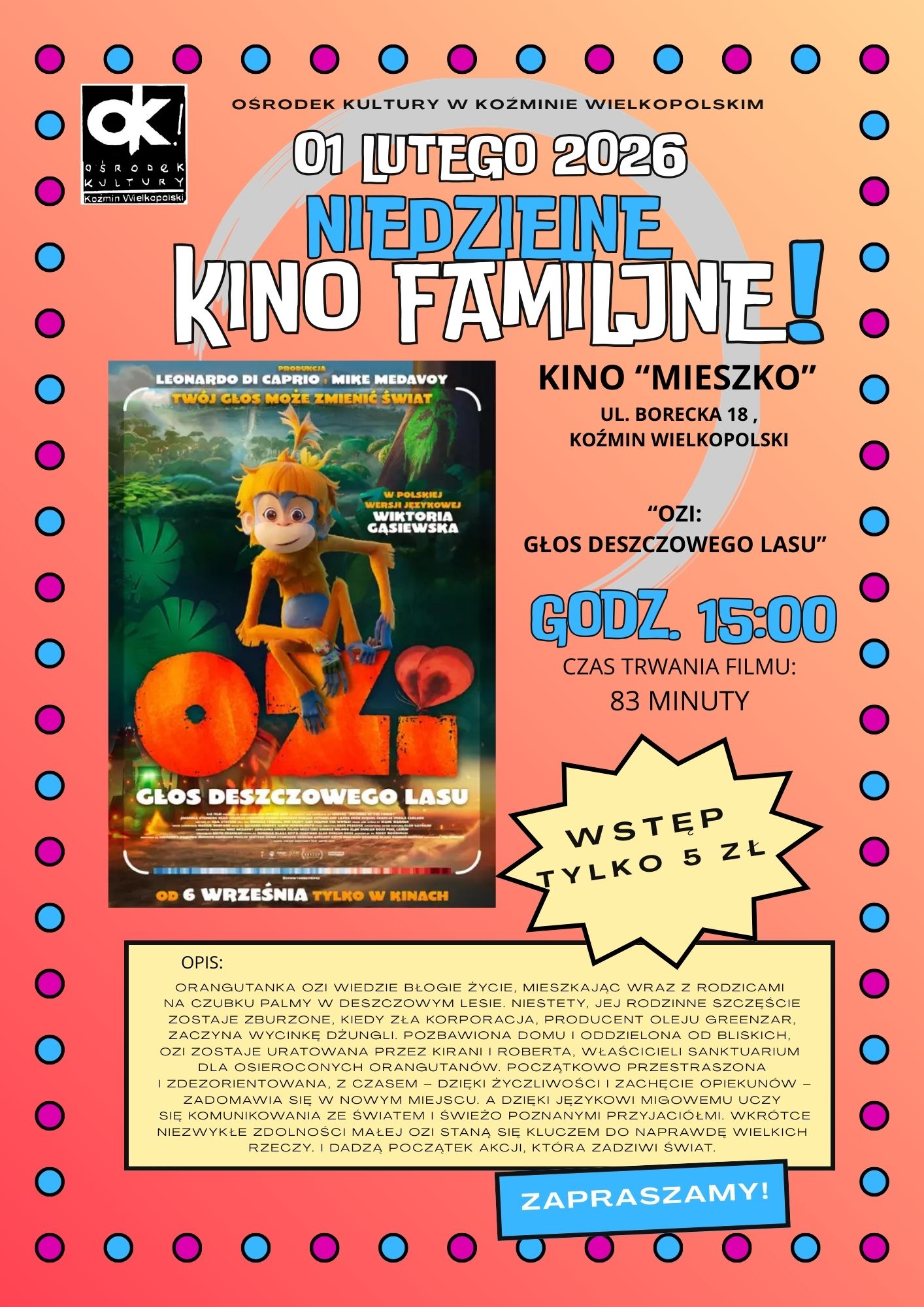 NIEDZIELNE KINO FAMILIJNE - 1LUTEGO 2026