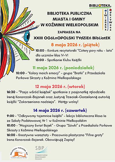 BIBLIOTEKA PUBLICZNA W KOŹMINIE WIELKOPOLSKIM ZAPRASZA