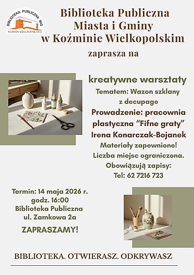 BIBLIOTEKA PUBLICZNA W KOŹMINIE WIELKOPOLSKIM  ZAPRASZA NA