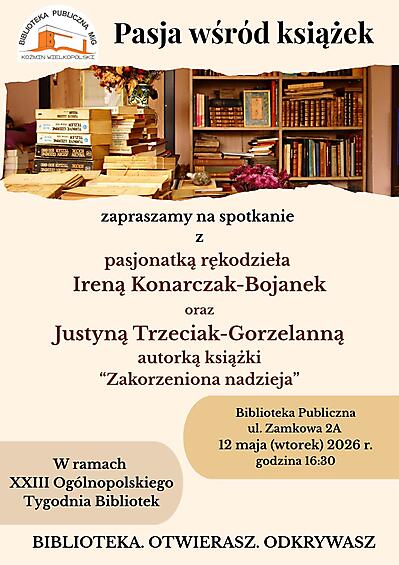 BIBLIOTEKA PUBLICZNA W KOŹMINIE WIELKOPOLSKIM  ZAPRASZA NA
