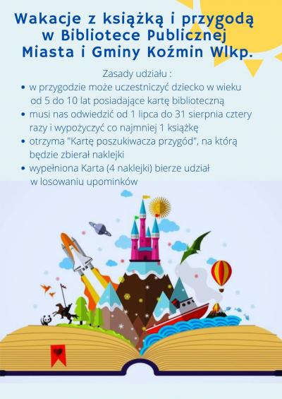 OFERTA WAKACYJNA BIBLIOTEKI PUBLICZNEJ W KOŹMINIE WIELKOPOLSKIM