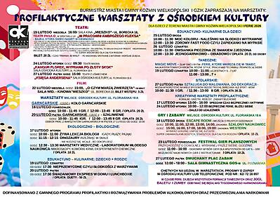 PROFILAKTYCZNE WARSZTATY Z OŚRODKIEM KULTURY - FERIE 2026